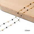 18k gold plated chain component with 3mm black beads and gold cubes for DIY jewelry - Black Imitation Pearls And Gold Cubes