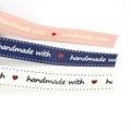 Three-color ribbed cotton ribbons for DIY earrings with handmade printed text and heart - Handmade Love Trio Set (#45)