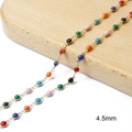 18k gold plated chain with 4.5mm multi-color enamel beads for DIY jewelry making - Colorful Enamel Beads