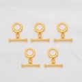 5-teiliges Set vergoldeter OT-Knebelverschlüsse mit Blumenmuster für DIY-Schmuckherstellung - Strukturierter Runder Stil (FGT118) / 1 Set/Pack (18.5x2.8mm) / Gold