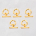 Fünf Sets 18K vergoldete herzförmige Knebelverschlüsse für DIY Schmuckherstellung - Herz Stil (FGT118) / 1 Set/Pack (16x2.2mm/11.3x12mm) / Gold