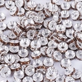 Silver plated rondelle spacer beads with brown rhinestones for DIY jewelry making - Diameter 6mm (50 Pieces/Pack) / Electroplated Silver Inlaid Light Brown Rhinestones