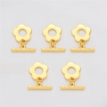 Fermoir à bascule OT en forme de fleur plaqué or 18K pour la création de bijoux DIY - Style Fleur à Cinq Pétales (FGT118) / 1 Set/Pack (14.5x2mm/Dia 12.2mm) / Or
