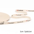 Ruban en coton beige imprimé Handmade et cœur pour la création de bijoux DIY - 10# Imprimé Boîte Cadeau Fait Main