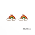 Rainbow charm pendant in alloy enamel for DIY jewelry making earrings, size 19x14mm - Small Rainbow / Set of 4