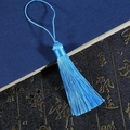 Levendige blauwe zijden kwast met ophanglus voor doe-het-zelf bladwijzers en ambachten - Totale lengte ca. 16cm, koord ca. 8cm, kwastje ca. 8cm, 1 stuk/verpakking / Aqua