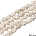 Cuentas de piedra howlita blanca de 9x11mm con vetas marrones para joyería DIY - Piedra irregular / aprox. 9x11mm (1 Tira/Paquete, aprox. 34 uds)