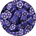 Deep purple polymer clay flower beads with white petals for DIY jewelry making - Flower / 30 Pieces/Pack (10mm Diameter x 4mm Thickness) / Sapphire Blue