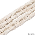 Cuentas de turquesa blanca de 9x13mm en forma de hueso para la creación de joyas DIY - Columna Irregular Facetada / 9x13mm (1 Tira/Paquete, aprox. 30 uds)