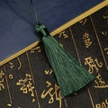 Elegante donkergroene handgemaakte kwastjes hanger voor bladwijzers en DIY accessoires - Totale lengte ca. 16cm, koord ca. 8cm, kwastje ca. 8cm, 1 stuk/verpakking / Donkergroen