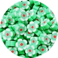 Green and white polymer clay flower beads for DIY jewelry and handmade crafts - Flower / 30 Pieces/Pack (10mm Diameter x 4mm Thickness) / Dark Green