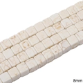 Cuentas cúbicas de piedra natural de 8mm con textura de mármol para joyería DIY - Cuadrado / 8mm (1 Tira/Paquete, aprox. 50 uds)