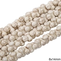 Cuentas de howlita blanca en forma de hueso 8x14mm para creación de joyería DIY - Hueso / 8x14mm (1 Tira/Paquete, aprox. 65 uds)