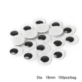 100 pièces d'yeux mobiles adhésifs noirs et blancs de 18mm pour projets DIY - Diamètre 18mm (100 pièces/sac)