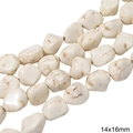Cuentas de piedra Howlita blanca irregulares 14x16mm para creación de joyas DIY - Piedra irregular / aprox. 14x16mm (1 Tira/Paquete, aprox. 25 uds)