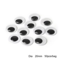 Yeux mobiles adhésifs 20mm noir et blanc pour loisirs créatifs 50 pièces par sac - Diamètre 20mm (50 pièces/sac)