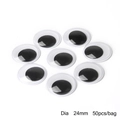 Yeux mobiles adhésifs noir et blanc pour loisirs créatifs 24mm sachet de 50 pièces - Diamètre 24mm (50 pièces/sac)