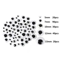 Yeux mobiles adhésifs de 5mm à 15mm pour loisirs créatifs et bricolage de jouets - Conditionnement Mixte De Diamètres 5/7/10/12/15 Mm