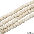 Cuentas de piedra natural 8x13mm forma de hueso blanco crema con textura de mármol café - Hueso / 8x13mm (1 Tira/Paquete, aprox. 28 uds)