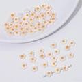 DIY shell flower beads in egg yellow and white for handmade earring pendant making - Single-sided / 6mm (5 Pieces/Pack)