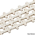 Cuentas en forma de cruz de turquesa blanca 12x15mm con vetas marrones para joyas - Cruz / 12x15mm (1 Tira/Paquete, aprox. 25 uds)