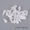 Pack of 100 white teardrop ABS imitation pearl beads sized 6x14mm for DIY jewelry making - Water Drop 6*14mm (100 Pieces/Pack) / White