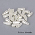 100pcs white teardrop ABS imitation pearl beads 6x14mm for DIY jewelry making - Water Drop 6*14mm (100 Pieces/Pack) / Beige