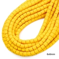 Perles cylindriques jaune vif 6x6mm en pâte polymère pour bijoux faits à la main - Diamètre 6mm Épaisseur 6mm Trou 1,5mm (Environ 62pcs/fil) / Jaune