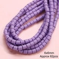 Perles cylindriques en pâte polymère violet mat 6x6mm pour bijoux DIY, 62 pièces - Diamètre 6mm Épaisseur 6mm Trou 1,5mm (Environ 62pcs/fil) / Violet
