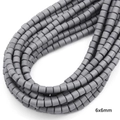 Perles cylindriques en pâte polymère grise 6x6mm pour colliers DIY et création de bijoux - Diamètre 6mm Épaisseur 6mm Trou 1,5mm (Environ 62pcs/fil) / Gris
