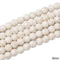 Cuentas redondas de howlita blanca de 8mm con textura jaspeada para joyería DIY - Cuentas redondas / 8mm (1 Tira/Paquete, aprox. 50 uds)