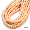Perle quadrate in argilla arancione pesca 6x6 mm per creazione di gioielli e collane - Diametro 6mm Spessore 6mm Foro 1,5mm (Circa 62pz/filo) / Albicocca