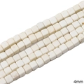 Cuentas cuadradas de piedra natural blanco roto 4mm para joyería y pulseras DIY - Cuadrado / 4mm (1 Tira/Paquete, aprox. 90 uds)
