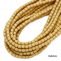 Fili di perline a cubo in argilla polimerica beige opaco 6mm per creazione gioielli - Diametro 6mm Spessore 6mm Foro 1,5mm (Circa 62pz/filo) / Giallo Terra