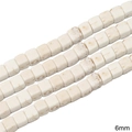 Cuentas cuadradas de piedra natural 6mm con textura de mármol blanco y marrón para joyas DIY - Cuadrado / 6mm (1 Tira/Paquete, aprox. 63 uds)