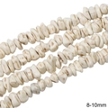 Cuentas de piedra howlite blanca con vetas marrones, tamaño 8-10mm para joyería DIY - Gravilla / 8-10mm (1 Tira/Paquete, aprox. 95 uds)