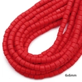 Perline di argilla rossa 6mm a forma cilindrica per creazione gioielli fai-da-te - Diametro 6mm Spessore 6mm Foro 1,5mm (Circa 62pz/filo) / Rosso