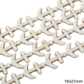 Cuentas de piedra natural en forma de ancla blanco crema con textura de mármol 16x21mm - Ancla / 16x21mm (1 Tira/Paquete, aprox. 18 uds)