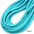 Perle quadrate in argilla polimerica turchese da 6mm per creazione gioielli fai da te - Diametro 6mm Spessore 6mm Foro 1,5mm (Circa 62pz/filo) / Blu Lago