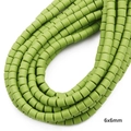 Perle cilindriche in argilla polimerica verde erba 6mm per creazione gioielli fai-da-te - Diametro 6mm Spessore 6mm Foro 1,5mm (Circa 62pz/filo) / Verde Erba