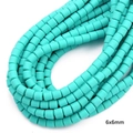 Perline cilindriche da 6mm in argilla polimerica blu lago per gioielli fai da te - Diametro 6mm Spessore 6mm Foro 1,5mm (Circa 62pz/filo) / Verde petrolio
