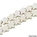 Cuentas de howlita blanca natural en forma de estrella 12x11mm para joyas DIY - Estrella de cinco puntas / 12x11mm (1 Tira/Paquete, aprox. 36 uds)
