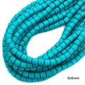 Perline quadrate turchesi 6x6mm in argilla polimerica per gioielli fai-da-te - Diametro 6mm Spessore 6mm Foro 1,5mm (Circa 62pz/filo) / Blu Pavone