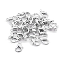 Lote de cierres de mosquetón plateados y pulidos para bisutería y collares DIY - 10mm / Plateado