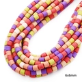 Perline cilindriche colorate da 6 mm in argilla polimerica per gioielli fai-da-te - Diametro 6mm Spessore 6mm Foro 1,5mm (Circa 62pz/filo) / Macaron Misto