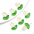 Translucent white tulip flower glass beads for DIY bracelet and earring accessories - 10 Sets/Pack / Yellow