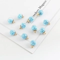 Set of 10 light blue star sequin crystal glass ball pendants for DIY jewelry making - Blue Star Sequin Glass Ball Pendant / Width 15mm x Length 21mm