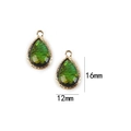 Golden rimmed green clouds teardrop pendant with dimensions 16mm height and 12mm width - 2 Pcs/Set / Dark Green