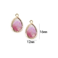 Waterdrop pendant with gold metal gear edge and iridescent purple inlay for DIY jewelry - 2 Pcs/Set / Purple