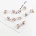 Handmade transparent glass ball pendant with colorful star sequins and gold metal loop - Multicolor Star Sequin Glass Ball Pendant / Width 15mm x Length 21mm
